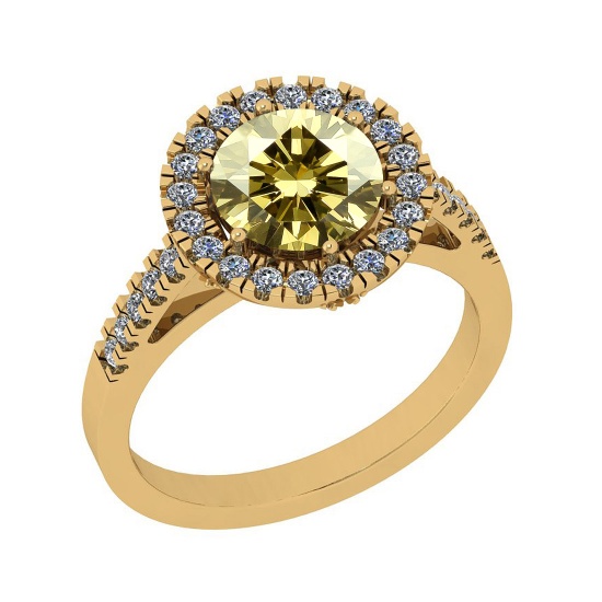 Certified 2.25 Ctw SI1/SI2 Natural Light Fancy Yellow And White Diamond 14K Yellow Gold Anniversary