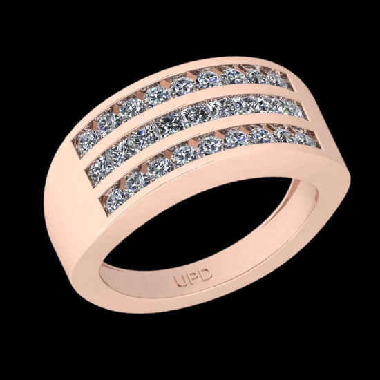 1.17 Ctw VS/SI1 Diamond 14K Rose Gold Groom's Wedding Band Ring