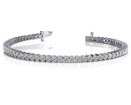 14K WHITE GOLD 1.50 CTW G-H I1/I2 2 PRONG SET ROUND DIAMOND TENNIS BRACELET