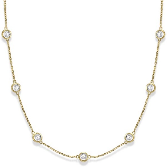 Station Bezel-Set Necklace in 14k Yellow Gold 3.00ctw