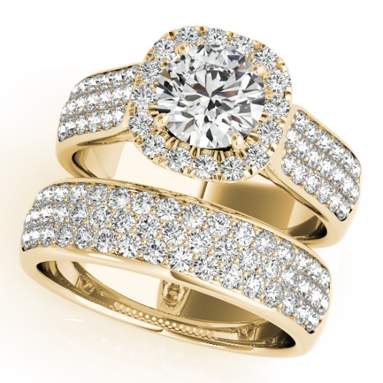 Certified 2.00 Ctw SI2/I1 Diamond 14K Yellow Gold Bridal Wedding Set Ring