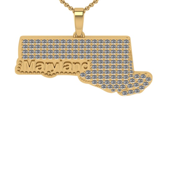 4.17 Ctw SI2/I1 Diamond 14K Yellow Gold Express Your State Love MARYLAND Necklace