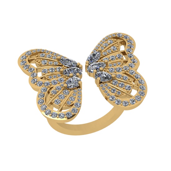 2.80 Ctw SI2/I1 Diamond 14K Yellow Gold Butterfly Engagement Ring