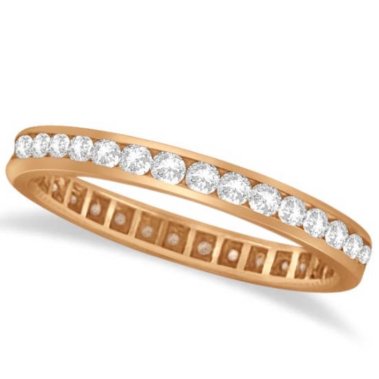 Channel Set Diamond Eternity Ring Band 14k Rose Gold pink 1.00 ctw