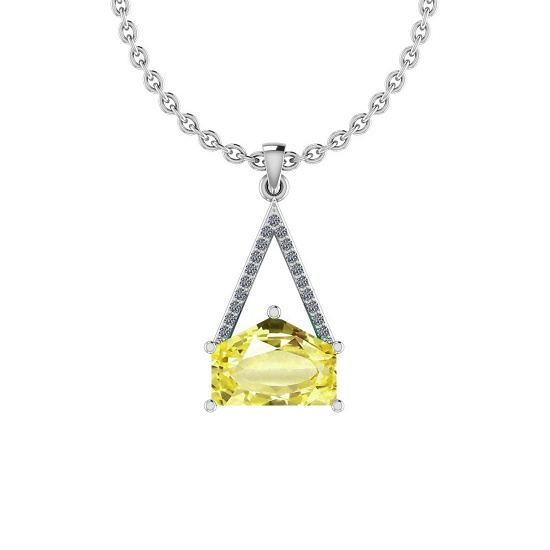 Certified 4.11 Ct Fancy Lemon And Diamond VS/SI1 Platinum Victorian Style Pendant