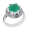 3.60 Ctw SI2/I1 Emerald and Diamond 14K White Gold Engagement Halo Ring