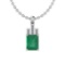 Certified 2.59 Ctw Emerald and Diamond I2/I3 14K White Gold Victorian Style Pendant Necklace