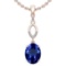 Certified 4.23 Ctw VS/SI1 Tanzanite And Diamond 14k Rose Gold Victorian Style Necklace