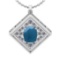 4.83 Ctw SI2/I1 Aquamarine And Diamond 14K White Gold Vintage Style Pendant Necklace