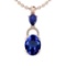 Certified 5.36 Ctw VS/SI1 Tanzanite,Blue Sapphire And Diamond 14K Rose Gold Vintage Style Necklace
