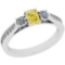 Certified 0.65 Ct Natural Fancy Yellow And White Diamond Platinum Vintage Style Three Stone Ring