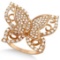 Contemporary Butterfly Shaped Diamond Ring 14k Rose Gold 1.00ctw