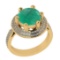3.60 Ctw SI2/I1 Emerald and Diamond 14K Yellow Gold Engagement Halo Ring