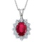 Ruby and Diamond Accented Pendant Necklace 14k White Gold 1.80ctw