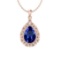 Certified 2.65 Ctw VS/SI1 Tanzanite And Diamond 14K Rose Gold Pendant Necklace