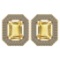 3.66 Ctw Citrine And Diamond 14k Yellow Gold Halo Stud Earring