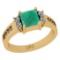0.75 Ctw SI2/I1 Emerald And Diamond 14K Yellow Gold Ring