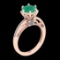 2.61 Ctw VS/SI1 Emerald And Diamond Prong Set 14K Rose Gold Vintage Style Ring