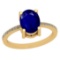 2.10 Ctw I2/I3 Blue Sapphire And Diamond 14K Yellow Gold Ring