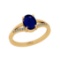 1.06 Ctw I2/I3 Blue Sapphire And Diamond 14K Yellow Gold Ring