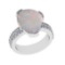 4.34 Ctw SI2/I1 Opal and Diamond 14K White Gold Engagement Ring
