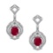 6.20 Ctw VS/SI1 Ruby And Diamond 14K White Gold Dangling Earrings (ALL DIAMOND ARE LAB GROWN )