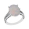 6.37 Ctw SI2/I1 Opal and Diamond 14K White Gold Engagement Ring