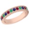 Certified 0.98 Ctw Multi Emerald,Ruby,Sapphire 14K Rose Gold Filigree Style Band Ring