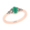 0.60 Ctw SI2/I1 Emerald And Diamond 14K Rose Gold Ring