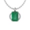Certified 2.46 Ctw Emerald and Diamond I2/I3 14K White Gold Victorian Style Pendant Necklace