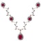 Certified 12.79 Ctw SI2/I1 Ruby And Diamond 14K Rose Necklace
