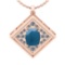 4.83 Ctw SI2/I1 Aquamarine And Diamond 14K Rose Gold Vintage Style Pendant Necklace