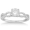 Edwardian Diamond Halo Engagement Ring Floral 14k White Gold 1.20ctw