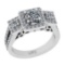 1.47 Ctw SI2/I1 Gia Certified Center Diamond 14K White Gold three Stone Ring