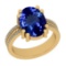 5.94 Ctw VS/SI1 Tanzanite And Diamond 18K Yellow Gold Engagement Ring