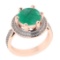 3.60 Ctw SI2/I1 Emerald and Diamond 14K Rose Gold Engagement Halo Ring