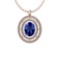Certified 5.66 Ctw VS/SI1 Tanzanite And Diamond 14K Rose Gold Necklace
