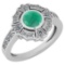 1.15 Ctw I2/I3 Emerald And Diamond 14K White Gold Engagement Ring
