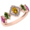 Certified 1.34 Ctw Multi Sapphire And Diamond VS/SI1 14K Rose Gold Vintage Style Ring