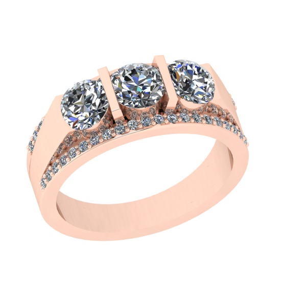 1.75 Ctw SI2/I1 Diamond 14K Rose Gold Bridal Wedding Set Ring