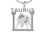 1.77 Ctw SI2/I1 Diamond 14K White Gold Taurus Zodiac Sign Necklace