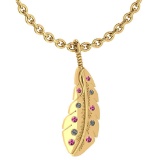Certified 0.08 Ctw I2/I3 Pink Sapphire And Diamond 14K Yellow Gold Victorian Style Necklace