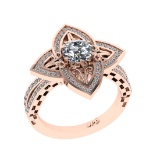 1.37 Ctw SI2/I1 Diamond 14K Rose Gold Vintage style Wedding Ring