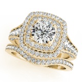 Certified 1.95 Ctw SI2/I1 Diamond 14K Yellow Gold Bridal Wedding Set Ring