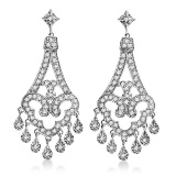 Dangling Chandelier Diamond Earrings 14K White Gold 1.08ctw