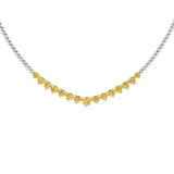1.06 Ctw i2/i3 Treated Fancy Yellow Diamond 14K White Gold Necklace