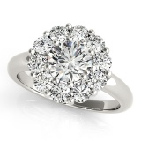 Certified 1.25 Ctw SI2/I1 Diamond 14K White Gold Engagement Halo Ring