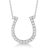 Diamond Horseshoe Pendant Necklace 14k White Gold 0.26ctw