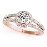 Certified 1.00 Ctw SI2/I1 Diamond 14K Rose Gold Wedding Halo Ring