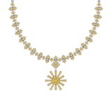 4.05 Ctw i2/i3 Treated Fancy Yellow Diamond 14K White Gold Necklace